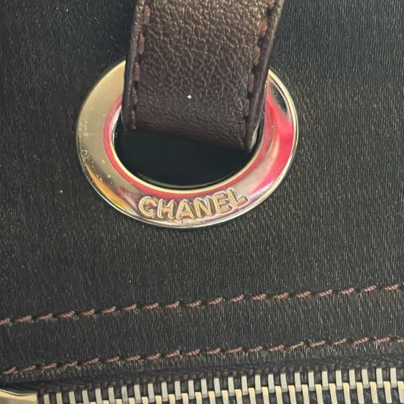 Chanel Paris Biarritz canvas tote chocolate bar brown - Picture 3 of 15